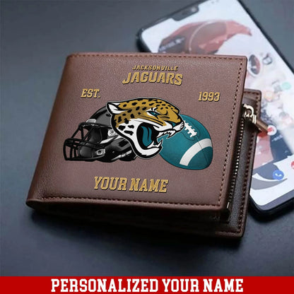 LIMITED EDITION - NEW CUSTOMIZED NFL30 JSJ JACKSONVILLE JAGUARS LEATHER WALLET