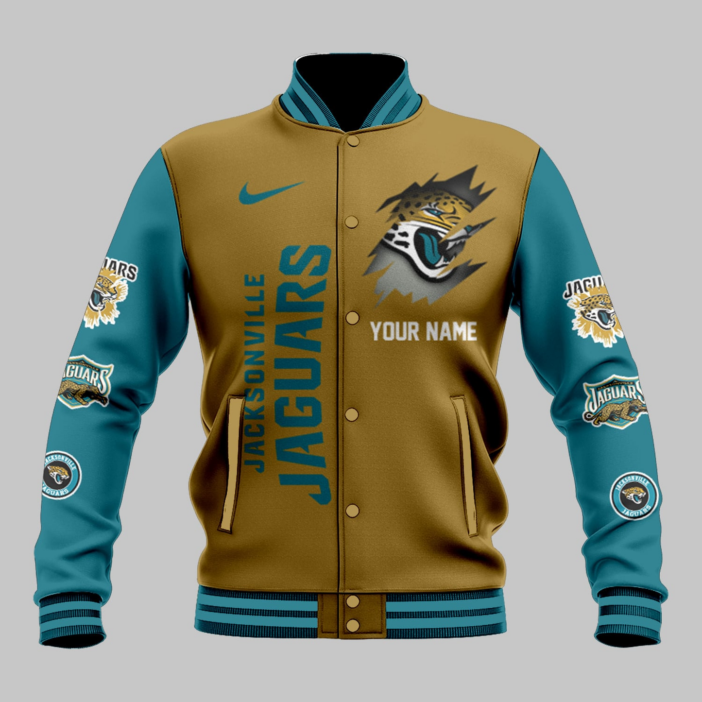 LIMITED EDITION - NEW CUSTOMIZED NFL30 JSJ JACKSONVILLE JAGUARS BASEBALL JACKET
