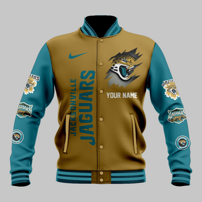 LIMITED EDITION - NEW CUSTOMIZED NFL30 JSJ JACKSONVILLE JAGUARS BASEBALL JACKET
