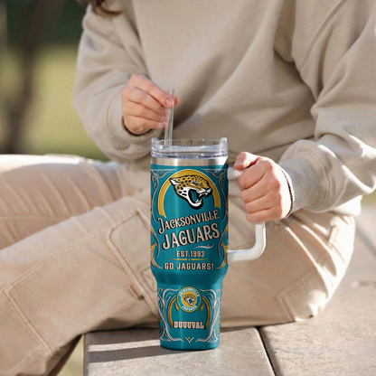 LIMITED EDITION - NEW CUSTOMIZED NFL30 JSJ JACKSONVILLE JAGUARS 40OZ TUMBLER