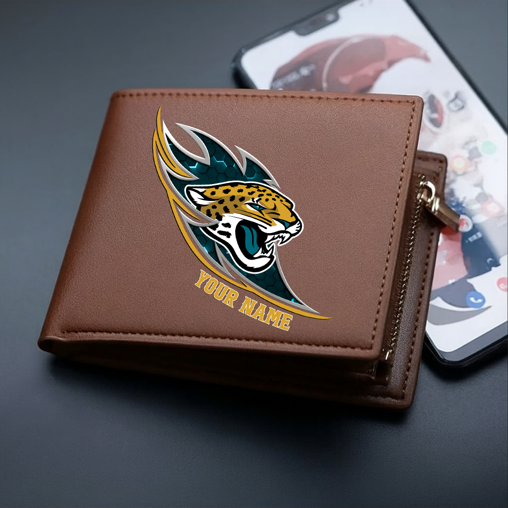 LIMITED EDITION - NEW CUSTOMIZED NFL30 JSJ JACKSONVILLE JAGUARS LEATHER WALLET