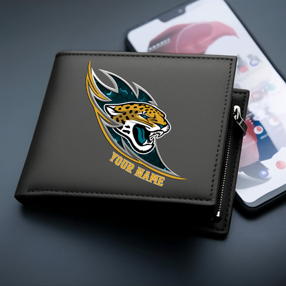 LIMITED EDITION - NEW CUSTOMIZED NFL30 JSJ JACKSONVILLE JAGUARS LEATHER WALLET