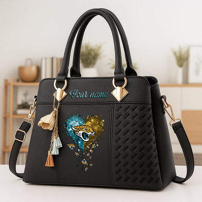 LIMITED EDITION - NEW CUSTOMIZED NFL30 JSJ JACKSONVILLE JAGUARS ZIP HANDBAG MULTICOLOR
