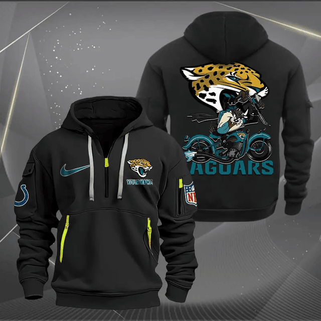 [SPECIAL OFFER] NEW CUSTOMIZED NFL30 JSJ JACKSONVILLE JAGUARS MUTICOLOR QUARTER ZIP HOODIE