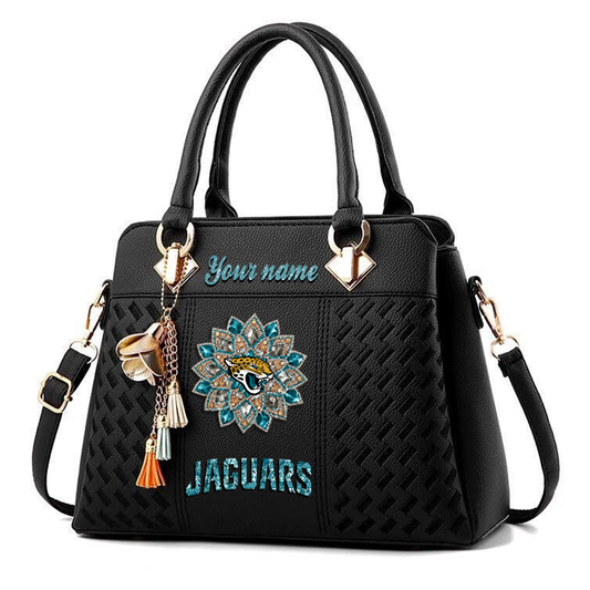 LIMITED EDITION - NEW CUSTOMIZED NFL30 JSJ JACKSONVILLE JAGUARS WOMEN'S ZIP HANDBAG MULTICOLOR