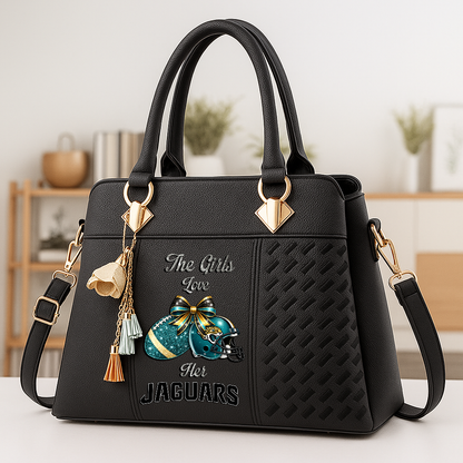 LIMITED EDITION - NEW CUSTOMIZED NFL30 JSJ JACKSONVILLE JAGUARS WOMEN'S ZIP HANDBAG MULTICOLOR