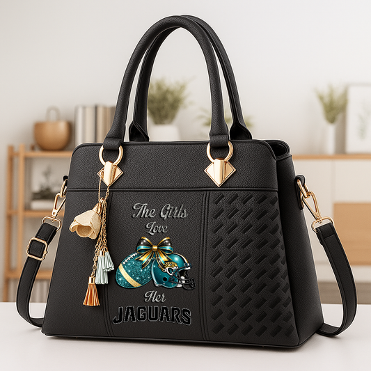 LIMITED EDITION - NEW CUSTOMIZED NFL30 JSJ JACKSONVILLE JAGUARS WOMEN'S ZIP HANDBAG MULTICOLOR