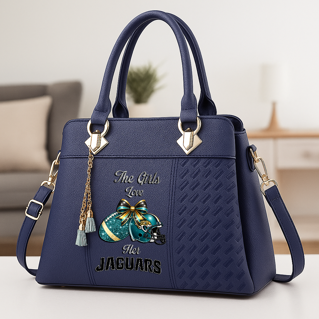 LIMITED EDITION - NEW CUSTOMIZED NFL30 JSJ JACKSONVILLE JAGUARS WOMEN'S ZIP HANDBAG MULTICOLOR