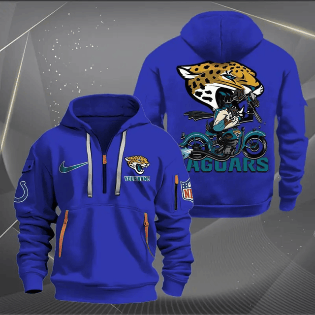 [SPECIAL OFFER] NEW CUSTOMIZED NFL30 JSJ JACKSONVILLE JAGUARS MUTICOLOR QUARTER ZIP HOODIE