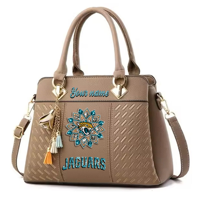 LIMITED EDITION - NEW CUSTOMIZED NFL30 JSJ JACKSONVILLE JAGUARS WOMEN'S ZIP HANDBAG MULTICOLOR