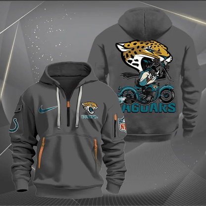 [SPECIAL OFFER] NEW CUSTOMIZED NFL30 JSJ JACKSONVILLE JAGUARS MUTICOLOR QUARTER ZIP HOODIE
