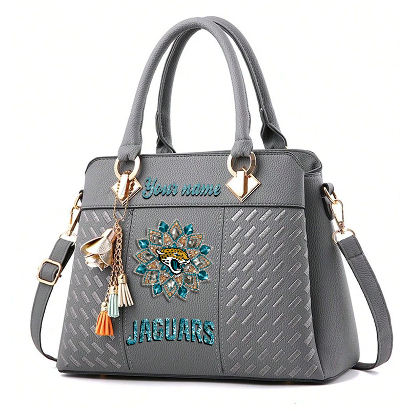 LIMITED EDITION - NEW CUSTOMIZED NFL30 JSJ JACKSONVILLE JAGUARS WOMEN'S ZIP HANDBAG MULTICOLOR