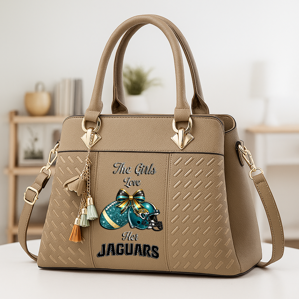 LIMITED EDITION - NEW CUSTOMIZED NFL30 JSJ JACKSONVILLE JAGUARS WOMEN'S ZIP HANDBAG MULTICOLOR