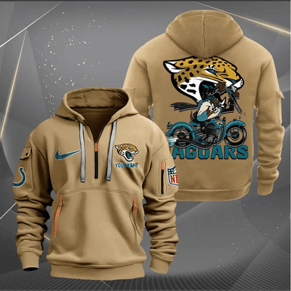 [SPECIAL OFFER] NEW CUSTOMIZED NFL30 JSJ JACKSONVILLE JAGUARS MUTICOLOR QUARTER ZIP HOODIE