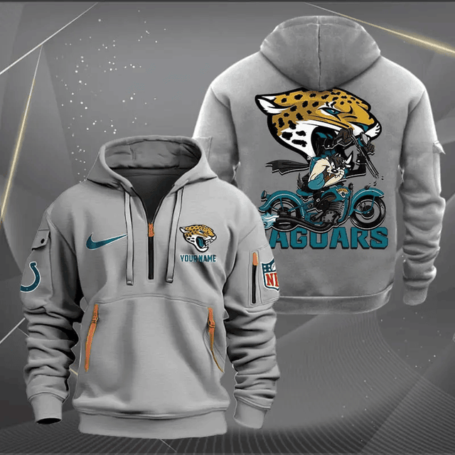 [SPECIAL OFFER] NEW CUSTOMIZED NFL30 JSJ JACKSONVILLE JAGUARS MUTICOLOR QUARTER ZIP HOODIE