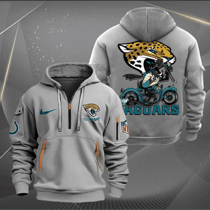 [SPECIAL OFFER] NEW CUSTOMIZED NFL30 JSJ JACKSONVILLE JAGUARS MUTICOLOR QUARTER ZIP HOODIE