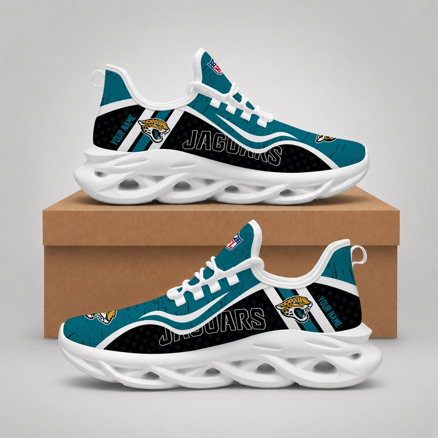 SPECIAL EDITION - NEW CUSTOMIZED NFL30 JSJ JACKSONVILLE JAGUARS MAX SOUL SHOES