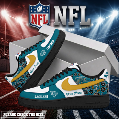 LIMITED EDITION - NEW CUSTOMIZED NFL30 JSJ JACKSONVILLE JAGUARS AF1 SHOES