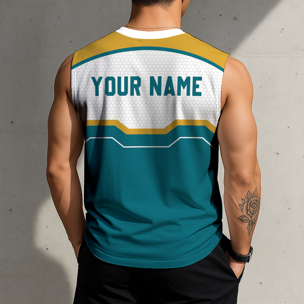 LIMITED EDITION - NEW CUSTOMIZED NFL30 JSJ JACKSONVILLE JAGUARS MEN'S GYM SHIRT