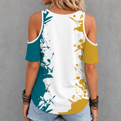 [SPECIAL OFFER] NEW CUSTOMIZED NFL30 JSJ JACKSONVILLE JAGUARS CRISS CROSS V-NECK TOP