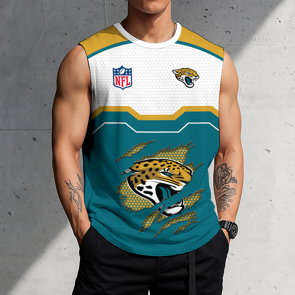 LIMITED EDITION - NEW CUSTOMIZED NFL30 JSJ JACKSONVILLE JAGUARS MEN'S GYM SHIRT
