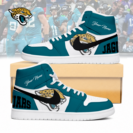 LIMITED EDITION - NEW CUSTOMIZED NFL30 JSJ JACKSONVILLE JAGUARS AIR JORDAN SNEAKERS