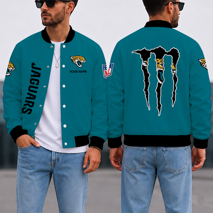 LIMITED EDITION - NEW CUSTOMIZED NFL30 JSJ JACKSONVILLE JAGUARS SATIN VARSITY & BASEBALL JACKET