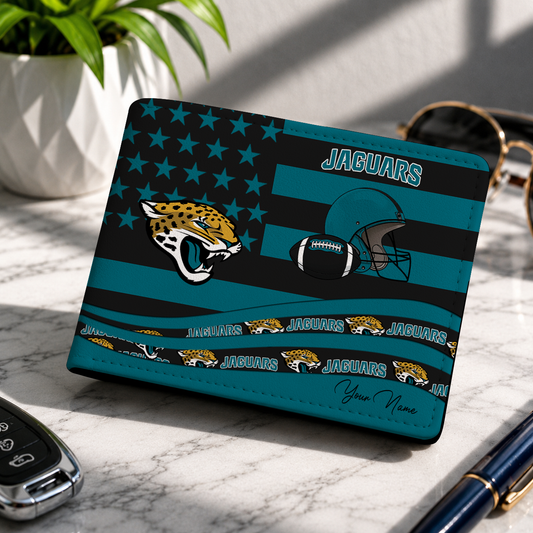 LIMITED EDITION - NEW CUSTOMIZED NFL30 JSJ JACKSONVILLE JAGUARS LEATHER WALLET