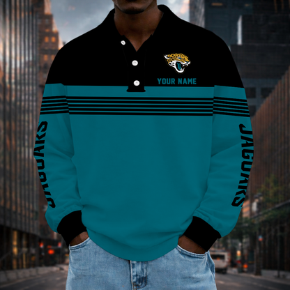 LIMITED EDITION - NEW CUSTOMIZED NFL30 JSJ JACKSONVILLE JAGUARS LONG SLEEVE POLO SHIRT