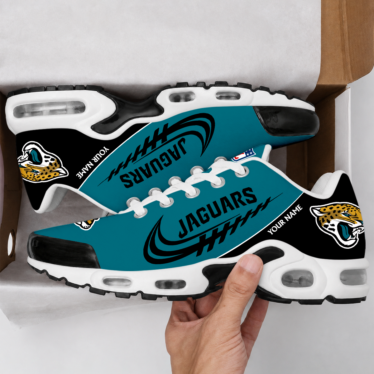 LIMITED EDITION - NEW CUSTOMIZED NFL30 JSJ JACKSONVILLE JAGUARS AIR MAX PLUS SNEAKERS