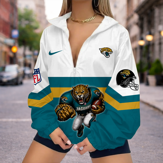 LIMITED EDITION - NEW CUSTOMIZED NFL30 JSJ JACKSONVILLE JAGUARS V-NECK ZIPPER SWEATSHIRT JACKET
