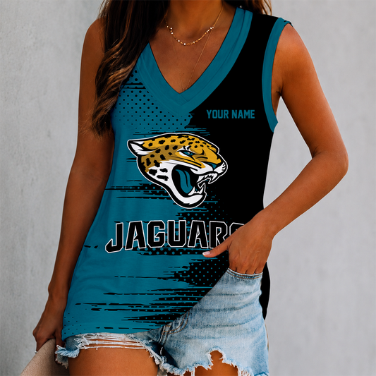 LIMITED EDITION - NEW CUSTOMIZED NFL30 JSJ JACKSONVILLE JAGUARS WOMEN'S V-NECK TANK TOP