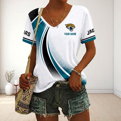 LIMITED EDITION - NEW CUSTOMIZED NFL30 JSJ JACKSONVILLE JAGUARS V-NECK FEMALE SHIRT