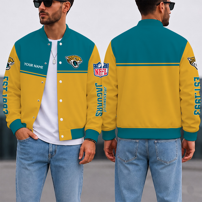 LIMITED EDITION - NEW CUSTOMIZED NFL30 JSJ JACKSONVILLE JAGUARS SATIN VARSITY & BASEBALL JACKET