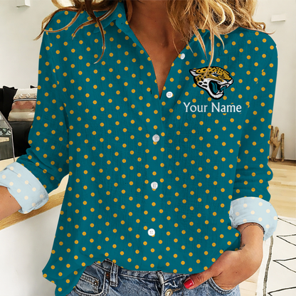 LIMITED EDITION - NEW CUSTOMIZED NFL30 JSJ JACKSONVILLE JAGUARS WOMEN CASUAL SHIRT