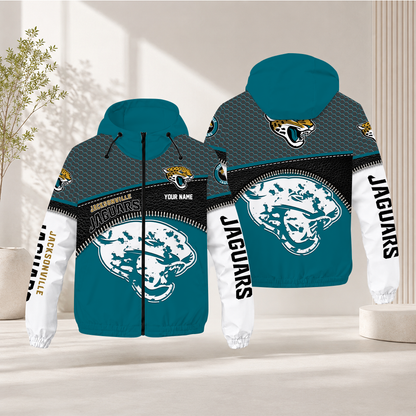 LIMITED EDITION - NEW CUSTOMIZED NFL30 JSJ JACKSONVILLE JAGUARS WINDBREAKER JACKET