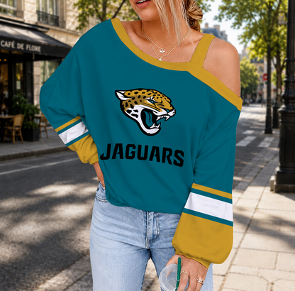 SPECIAL EDITION - NEW CUSTOMIZED NFL30 JSJ JACKSONVILLE JAGUARS DROP SHOULDER SWEATSHIRT