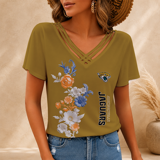 LIMITED EDITION - NEW CUSTOMIZED NFL30 JSJ JACKSONVILLE JAGUARS V-NECK SHIRT