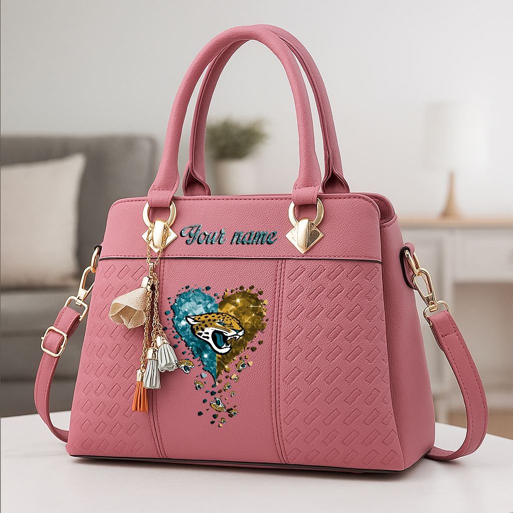 LIMITED EDITION - NEW CUSTOMIZED NFL30 JSJ JACKSONVILLE JAGUARS ZIP HANDBAG MULTICOLOR