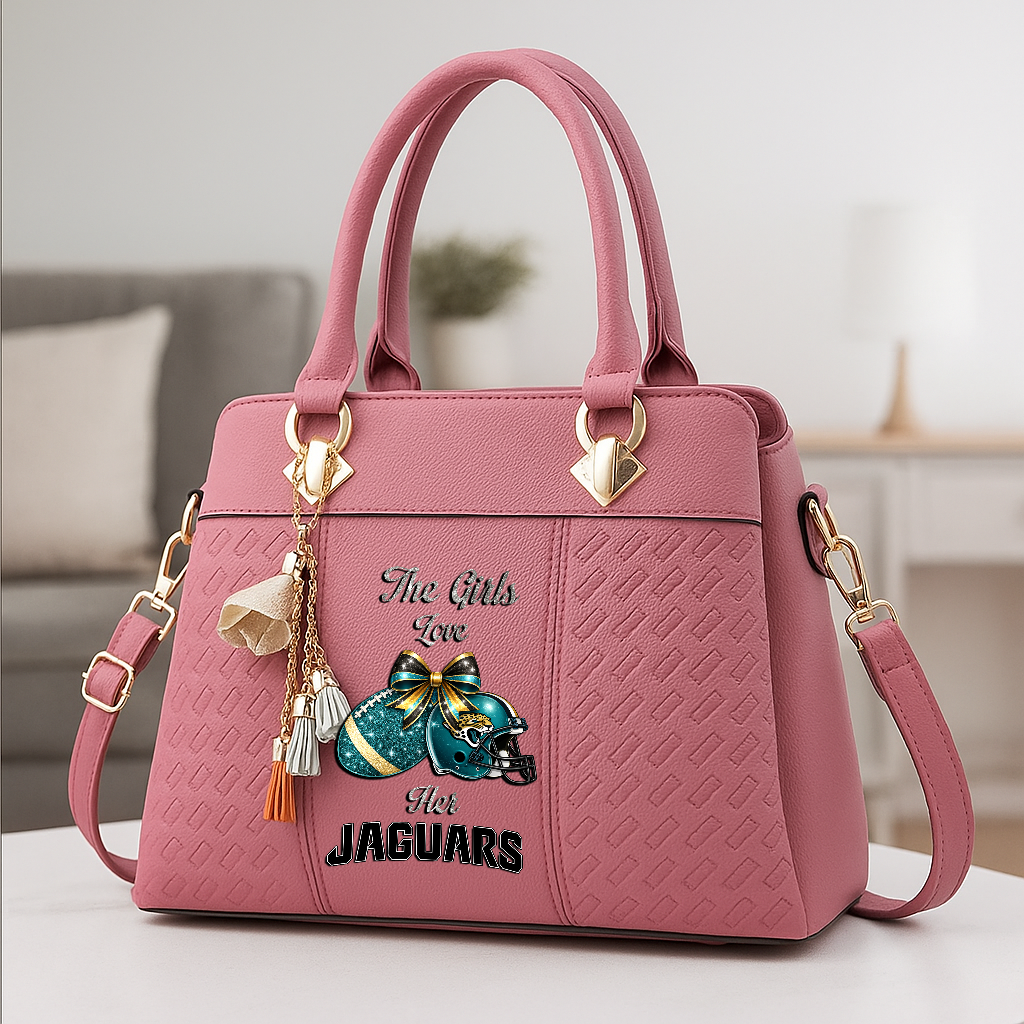 LIMITED EDITION - NEW CUSTOMIZED NFL30 JSJ JACKSONVILLE JAGUARS WOMEN'S ZIP HANDBAG MULTICOLOR