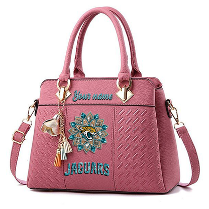 LIMITED EDITION - NEW CUSTOMIZED NFL30 JSJ JACKSONVILLE JAGUARS WOMEN'S ZIP HANDBAG MULTICOLOR