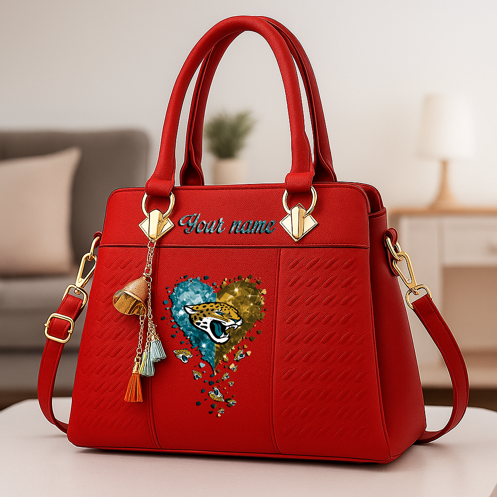 LIMITED EDITION - NEW CUSTOMIZED NFL30 JSJ JACKSONVILLE JAGUARS ZIP HANDBAG MULTICOLOR