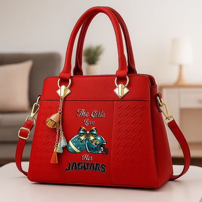 LIMITED EDITION - NEW CUSTOMIZED NFL30 JSJ JACKSONVILLE JAGUARS WOMEN'S ZIP HANDBAG MULTICOLOR