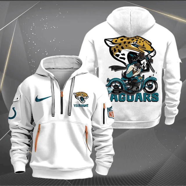 [SPECIAL OFFER] NEW CUSTOMIZED NFL30 JSJ JACKSONVILLE JAGUARS MUTICOLOR QUARTER ZIP HOODIE