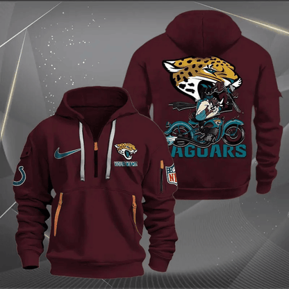 [SPECIAL OFFER] NEW CUSTOMIZED NFL30 JSJ JACKSONVILLE JAGUARS MUTICOLOR QUARTER ZIP HOODIE