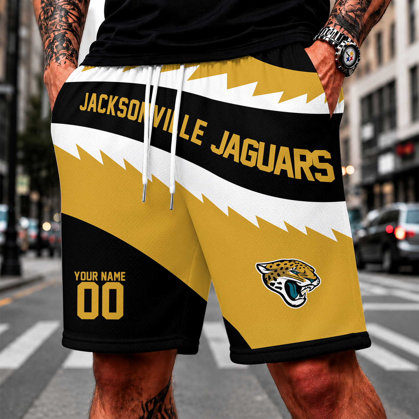 [SPECIAL OFFER] NEW CUSTOMIZED NFL30 JSJ JACKSONVILLE JAGUARS SHORT PANTS