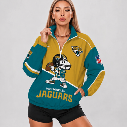 [SPECIAL OFFER] NEW CUSTOMIZED NFL30 JSJ JACKSONVILLE JAGUARS V-NECK ZIPPER SWEATSHIRT JACKET