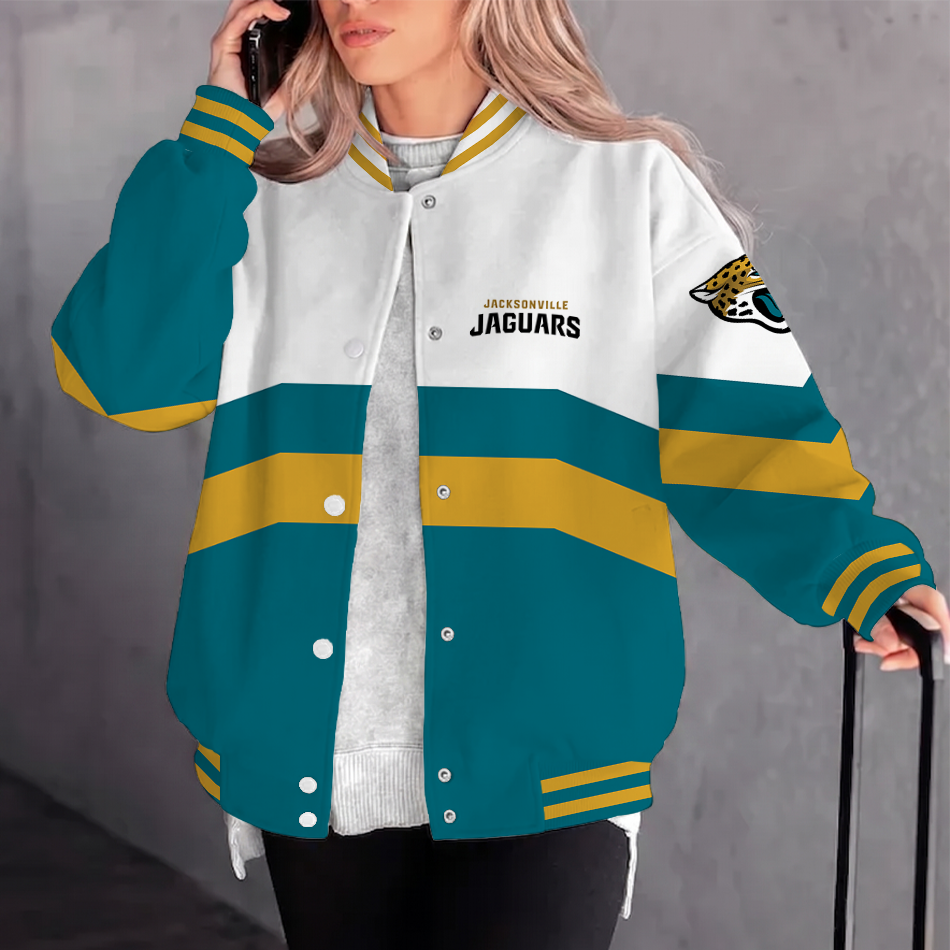[SPECIAL OFFER] NEW CUSTOMIZED NFL30 JSJ JACKSONVILLE JAGUARS SATIN VARSITY & BASEBALL JACKET