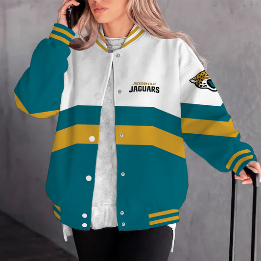 [SPECIAL OFFER] NEW CUSTOMIZED NFL30 JSJ JACKSONVILLE JAGUARS SATIN VARSITY & BASEBALL JACKET