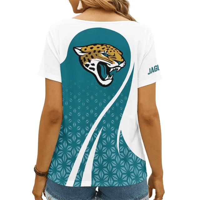 LIMITED EDITION - NEW CUSTOMIZED NFL30 JSJ JACKSONVILLE JAGUARS V-NECK FEMALE SHIRT